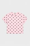 Kadın Pembe Puantiyeli s6-98 Crop Fit T-Shirt