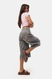 Kadın Füme 12s6-13 Baggy Fit Maxi Denim Tasarım Bermuda Şort