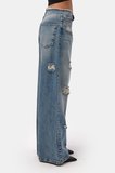 Kadın Kot Rengi 12s6-32 Straight Fit Yırtık Detaylı Tasarım Denim Jean