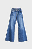 Kadın Koyu Mavi Renk 2w5-5 Flare Fit Komfort Kumaş İç Boy 83cm Denim Jean