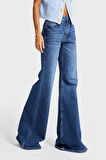 Kadın Koyu Mavi Renk 2w5-5 Flare Fit Komfort Kumaş İç Boy 83cm Denim Jean
