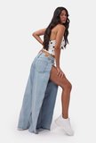 Kadın Kot Rengi 4s6-3 Low Rise Barrel Fit Özel Tasarım Denim Jean
