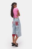 Kadın Ice 3s6-3 Mega Baggy Fit Paça ve Cep Detaylı Özel Tasarım Denim Şort