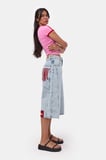Kadın Ice 3s6-3 Mega Baggy Fit Paça ve Cep Detaylı Özel Tasarım Denim Şort