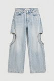 Kadın Ice T-12s6-3 Süper Baggy Fit Kalp Detaylı Tasarım Denim Jean