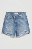 Kadın Mavi 10s6-4 Relax Fit Kemer Detaylı Denim Şort