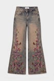 Kadın T.Kot Rengi 4w6-85 Flare Fit Nakış Tasarım Denim Jean