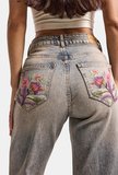 Kadın T.Kot Rengi 4w6-85 Flare Fit Nakış Tasarım Denim Jean