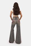 Kadın T.Kot Rengi 4w6-85 Flare Fit Nakış Tasarım Denim Jean