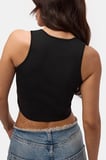 Kadın Siyah s6-1 Aksesuar Detaylı Crop Bluz