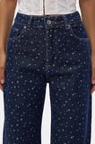 Kadın Mavi 1w6-7 Wide Leg Puantiyeli Denim Jean