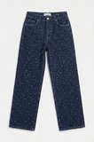 Kadın Mavi 1w6-7 Wide Leg Puantiyeli Denim Jean