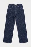 Kadın Mavi 1w6-7 Wide Leg Puantiyeli Denim Jean