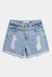 Kadın Kot Rengi 11s6-3 Relax Mom Kemer Detaylı Tasarım Denim Şort