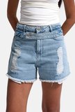 Kadın Kot Rengi 11s6-3 Relax Mom Kemer Detaylı Tasarım Denim Şort