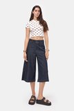 Kadın İndigo Selvedge 7w6-50 Maxi Denim Bermuda Jort