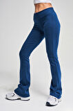 Kadın İndigo Renk s5-53 Slim Fit Süper Esnek Kumaş Flare Fit Pantolon