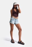 Kadın Ice 12s6-3 Mini Mom Arkadan Cepli %100 Koton Denim Şort