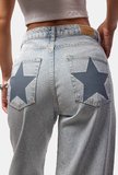 Kadın Ice T-4s6-3 Straight Fit Parlak Taşlı Özel Tasarım Denim Jean