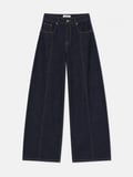 Kadın İndigo Selvedge 7w6-50 Barrel Fit Kemer Detaylı Denim Jean