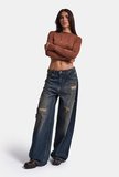 Kadın T.Kot Rengi 10w6-8 Palazzo Fit Süper Bol Kesim Denim Jean