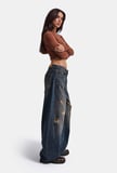 Kadın T.Kot Rengi 10w6-8 Palazzo Fit Süper Bol Kesim Denim Jean
