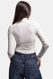Kadın Beyaz w6-101 Çıt-çıtlı Parlak Taşlı Uzun Kol Esnek Kumaş Tasarım Body