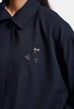 Kadın Lacivert w6-56 Bomber Oversize Aksesuar Detaylı Tasarım Ceket