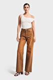 Kadın Kahverengi Olea 2w5-135 Wide Leg Fit %100 Koton İç Boy 80cm Denim Jean