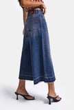 Kadın Koyu Kot 4w6-98 Culotte Fit Kiraz Nakış Detaylı Tasarım Denim Jean