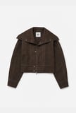 Kadın w6-81 Crop Fit Özel Kumaş Tasarım Oversize Ceket