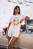 Kadın Beyaz Meyve Baskılı Bol Kesim Tasarım T-Shirt