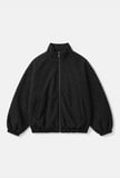 Kadın Antrasit w6-1 Oversize Parlak Taş Tasarım Bomber Ceket