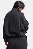 Kadın Antrasit w6-1 Oversize Parlak Taş Tasarım Bomber Ceket