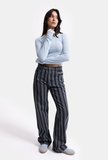 Kadın Mavi Çizgili 1w6-7 Loose Fit Özel Kumaş Tasarım Denim Jean