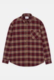 Kadın Bordo Ekose w6-38 Oversize Gömlek