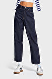Kadın İndigo Renk 7w5-50 Relax Fit %100 Koton İç Boy 69cm %100 Koton Denim Jean