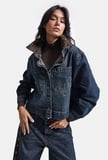 Kadın T-2w6-8 Kemer Boy Aksesuar Detaylı Tasarım Denim Ceket