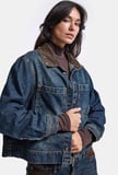 Kadın T-2w6-8 Kemer Boy Aksesuar Detaylı Tasarım Denim Ceket