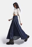 Kadın İndigo 7w6-50 Relaxed Fit Maxi Denim Etek