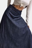 Kadın İndigo 7w6-50 Relaxed Fit Maxi Denim Etek