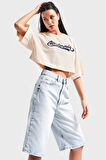 Kadın Snow Kot Rengi 4s5-3 Maxi Boy %100 Koton Denim Bermuda Şort