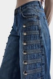 Kadın 2w6-5 Palazzo Fit Napolyon Tasarım Denim Jean