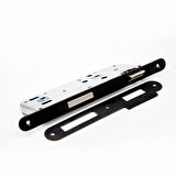 Stilo Siyah Kare Rozetli WC Kapı Kolu ve 45X18mm Siyah WC Gömme Kilit Set