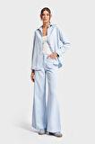 Kadın Bebe Mavisi Renk 6s5-103 Wide Leg Flare Fit Organik Pamuk Viskon Kumaş Pantolon