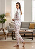 KADIN DÜĞME DETAYLI PİJAMA TAKIM
