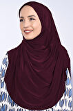 Taşlı Pileli Hijab Bordo  - Bordo