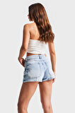 Kadın Snow kot Rengi 4s5-3 Mini Boy %100 Koton Denim Şort Etek
