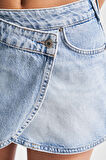 Kadın Snow kot Rengi 4s5-3 Mini Boy %100 Koton Denim Şort Etek