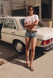 Kadın Kot Rengi Mini Kemer Dahil Özel Tasarım Denim Şort